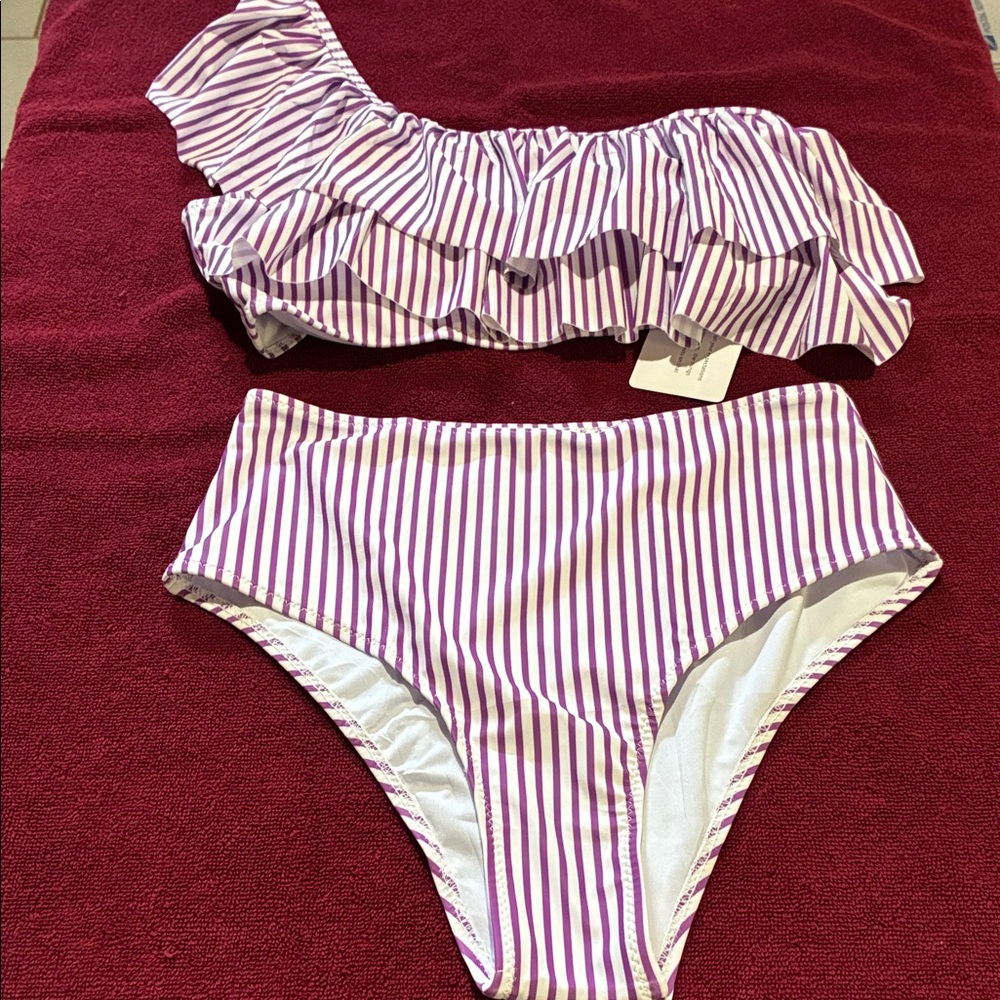 Striped Purple Bikini Set